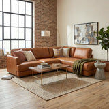 Glander Real Tan Leather Right-Facing Sectional by Ashcroft Furniture at Eve Furniture