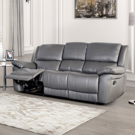 Glarus Dark Gray Leather Match Reclining Living Room Set by Furniture of America at Eve Furniture
