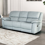 Glarus Powder Blue Leather Match Reclining Living Room Set by Furniture of America at Eve Furniture