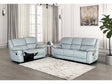 Glarus Powder Blue Leather Match Reclining Living Room Set by Furniture of America at Eve Furniture