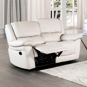 Glarus White Loveseat Manual Recliner by Furniture of America at Eve Furniture