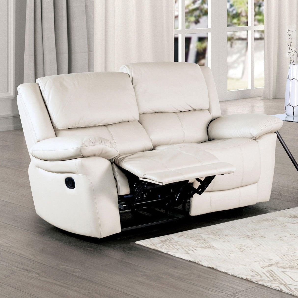Glarus White Loveseat Manual Recliner by Furniture of America at Eve Furniture