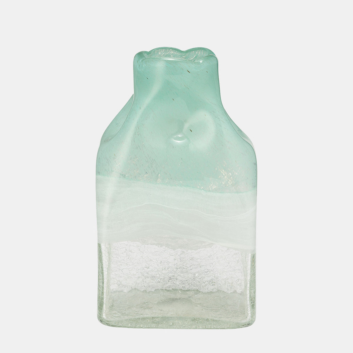 Glass 10" Bottle Vase, Aqua Haze