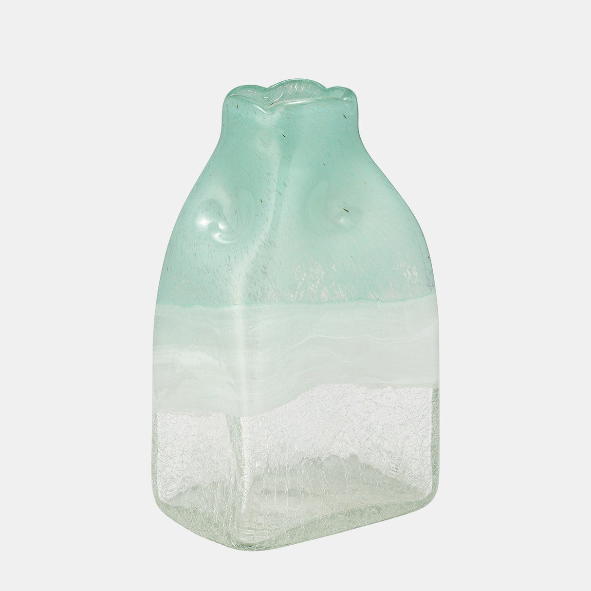 Glass 10" Bottle Vase, Aqua Haze