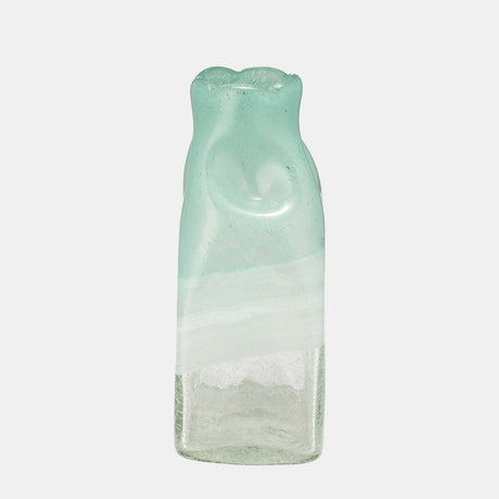 Glass 10" Bottle Vase, Aqua Haze