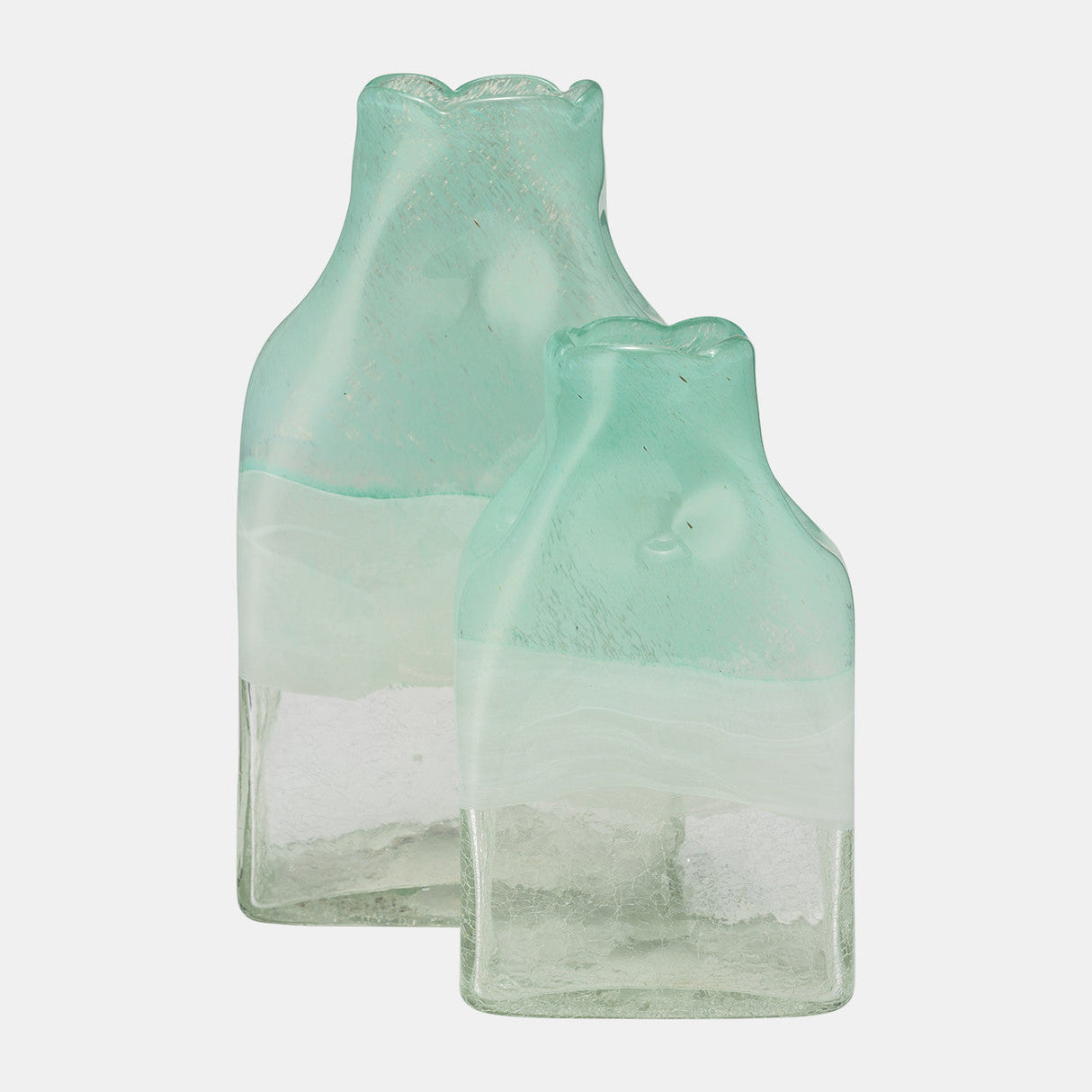 Glass 10" Bottle Vase, Aqua Haze