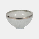 Glass,10",bowl W/ring Deco,white