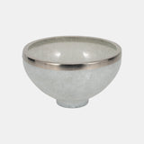 Glass,10",bowl W/ring Deco,white