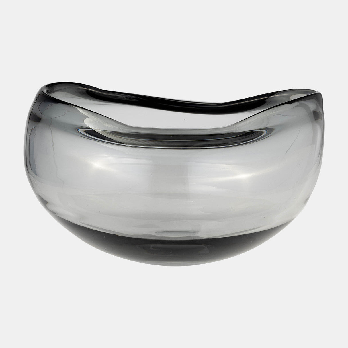 Glass, 10"d Irregular Shape Bowl, Smoke