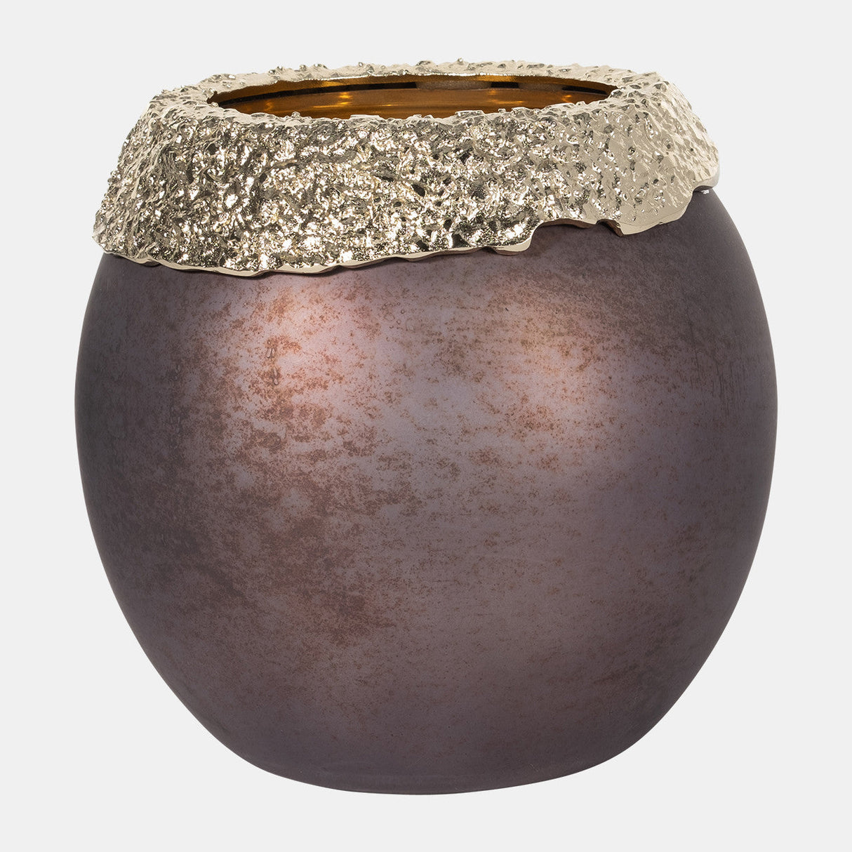 Glass,10",oval Hurricane,charred Coal/gold