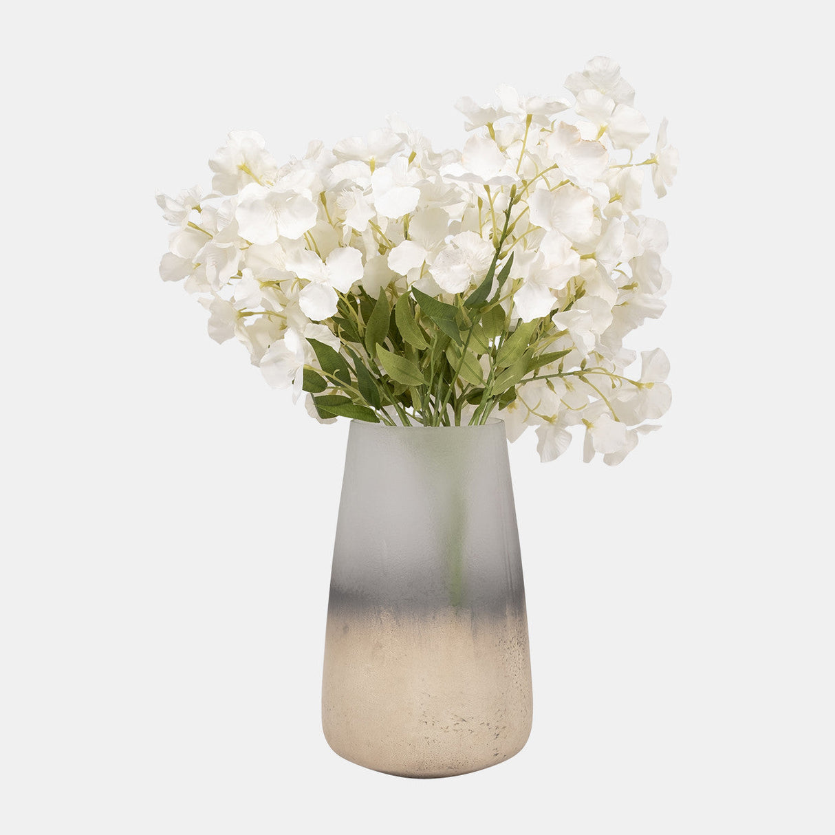 Glass, 11" Antiqued Finish Vase, Ivory