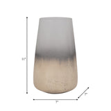 Glass, 11" Antiqued Finish Vase, Ivory