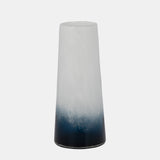 Glass, 11" Blue Waters Vase, Blue/white