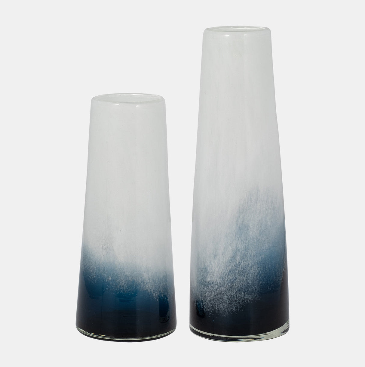 Glass, 11" Blue Waters Vase, Blue/white