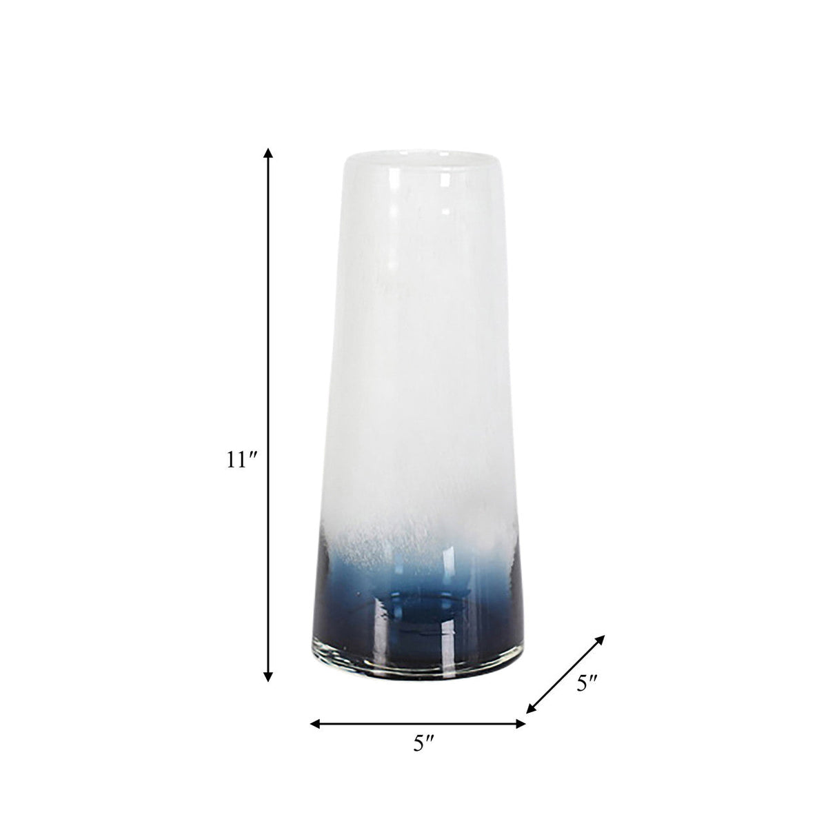 Glass, 11" Blue Waters Vase, Blue/white