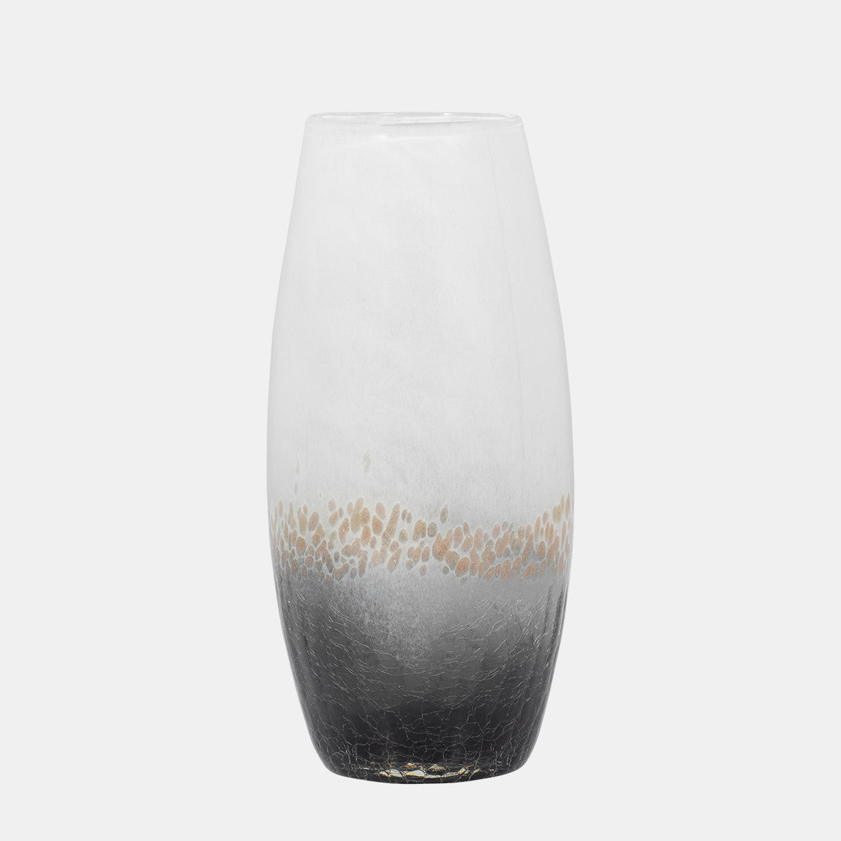 Glass, 11" Crackle Vase, Multi