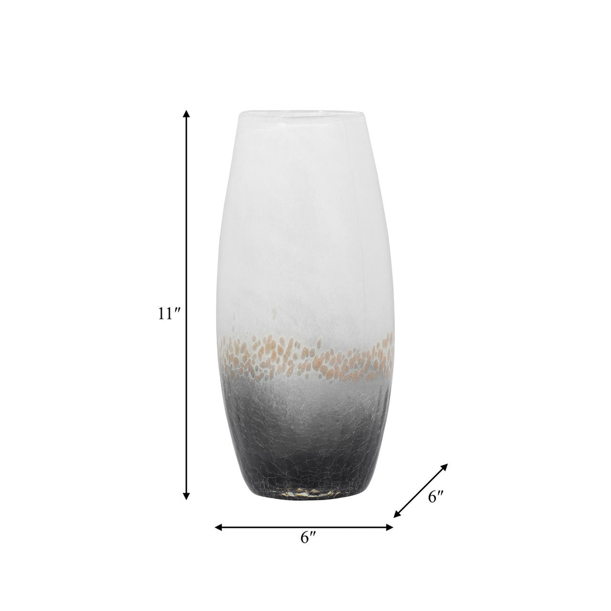 Glass, 11" Crackle Vase, Multi