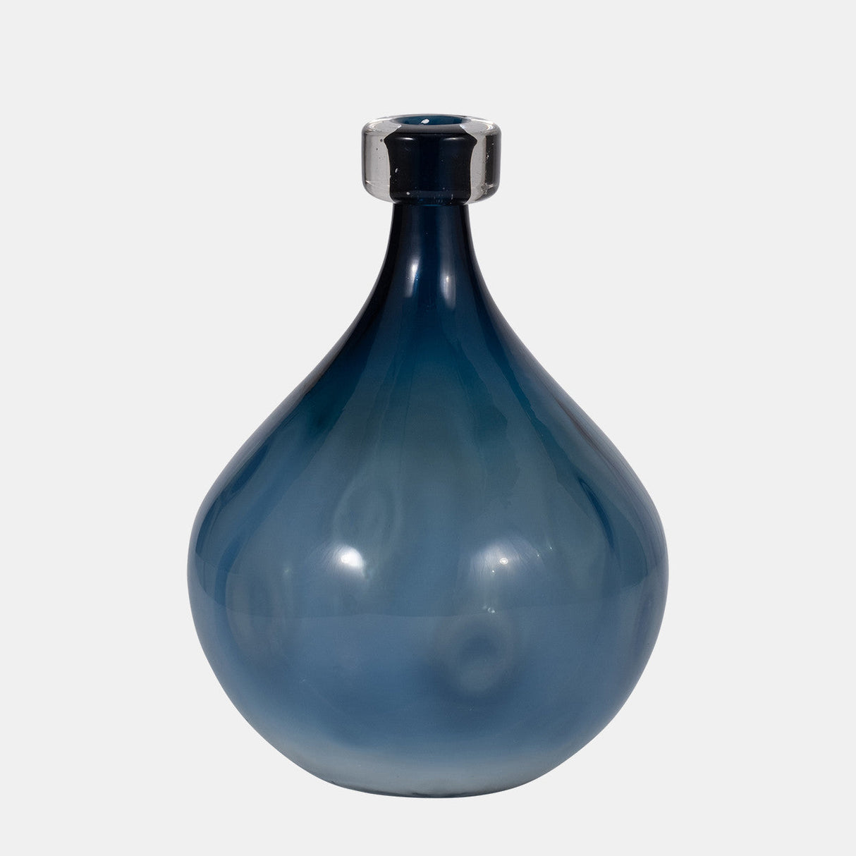 Glass, 11" Dimple Vase Blue