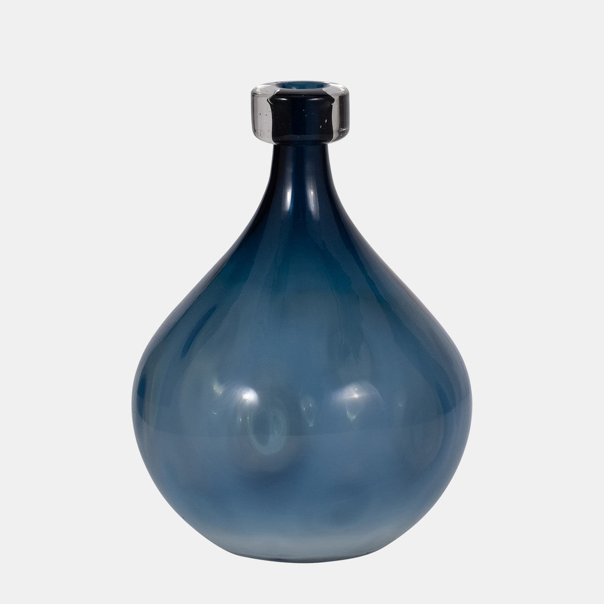 Glass, 11" Dimple Vase Blue