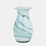 Glass, 11"h 2-tone Vase, Blue/white