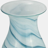 Glass, 11"h 2-tone Vase, Blue/white