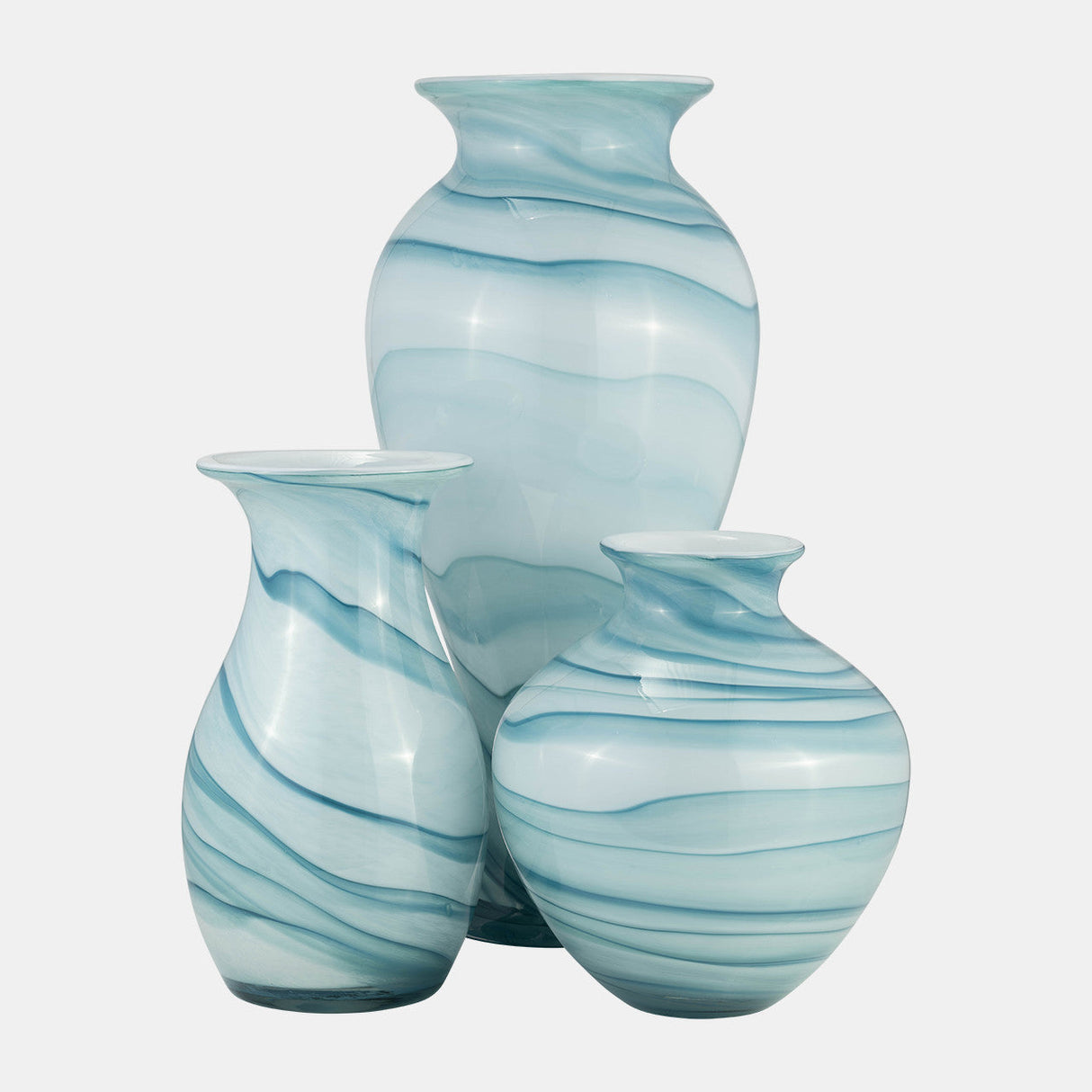 Glass, 11"h 2-tone Vase, Blue/white