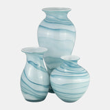 Glass, 11"h 2-tone Vase, Blue/white