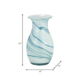 Glass, 11"h 2-tone Vase, Blue/white