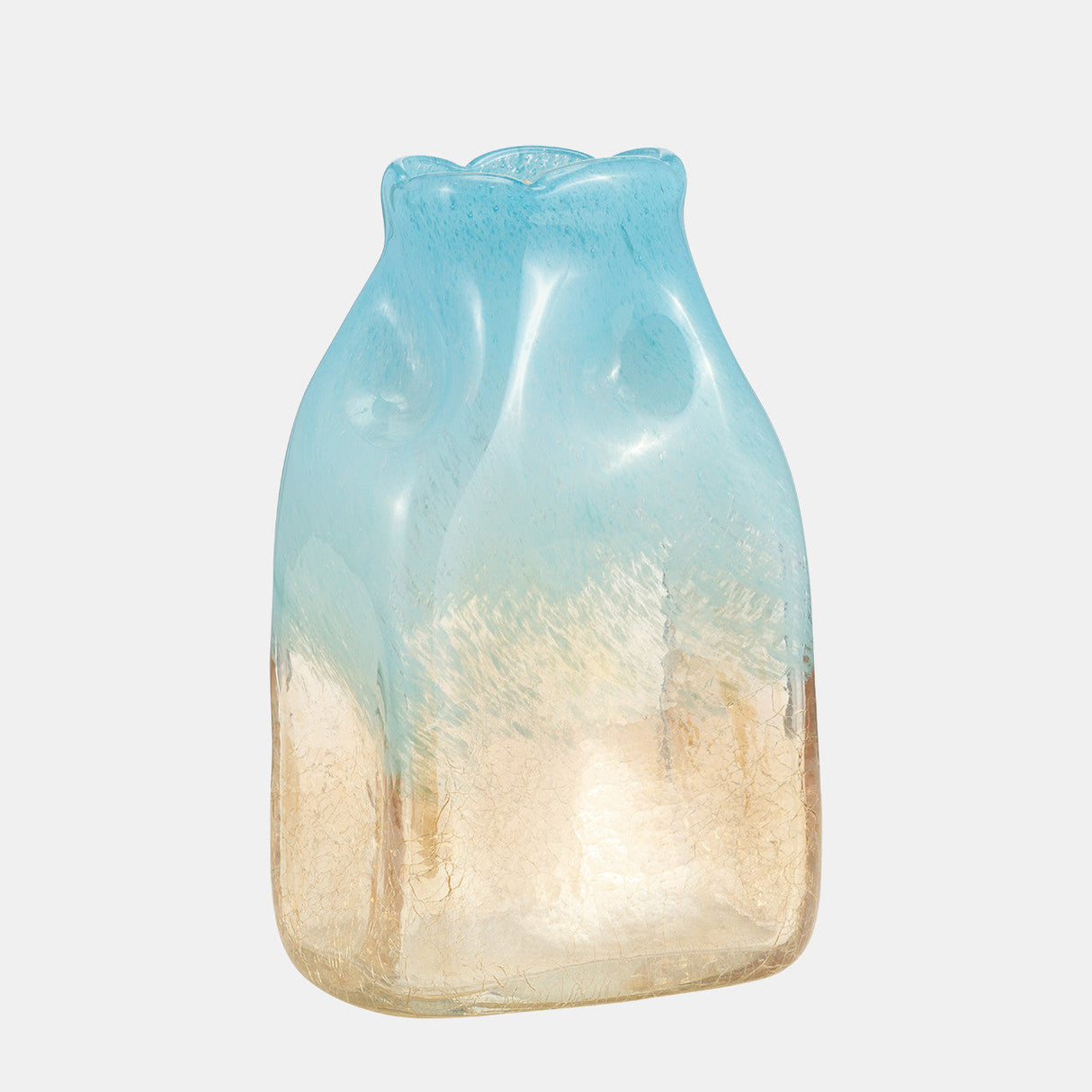 Glass, 11" Vase Teal/apricot