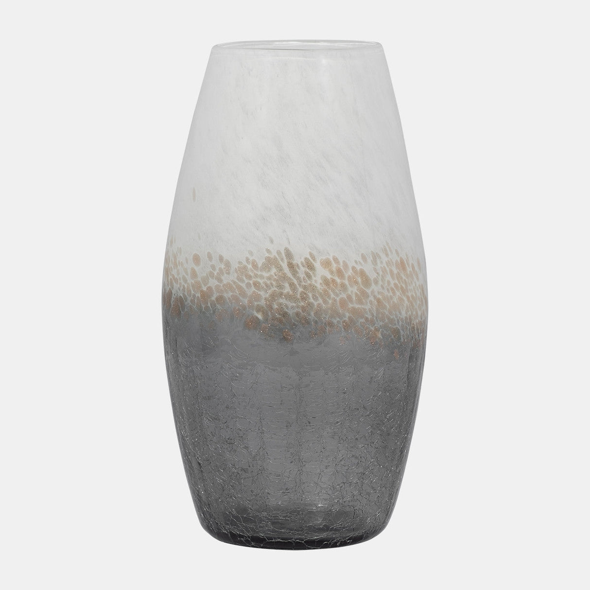 Glass, 12" Crackle Vase, Multi