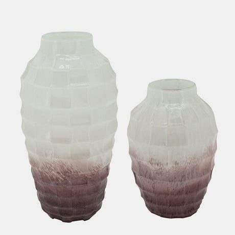 Glass, 12"h 2-tone Vase, Blush