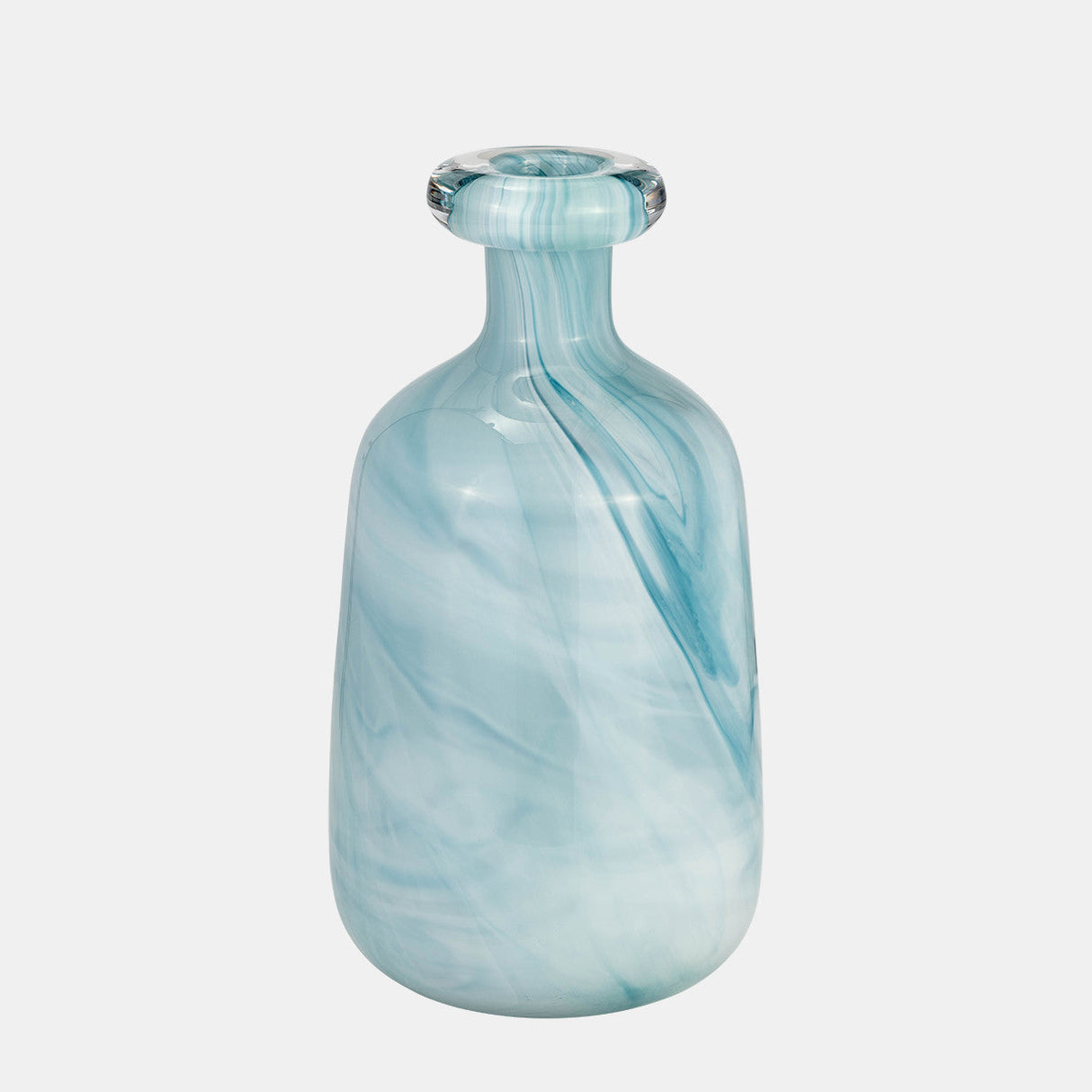 Glass, 12"h Bottle Vase, Teal