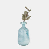 Glass, 12"h Bottle Vase, Teal