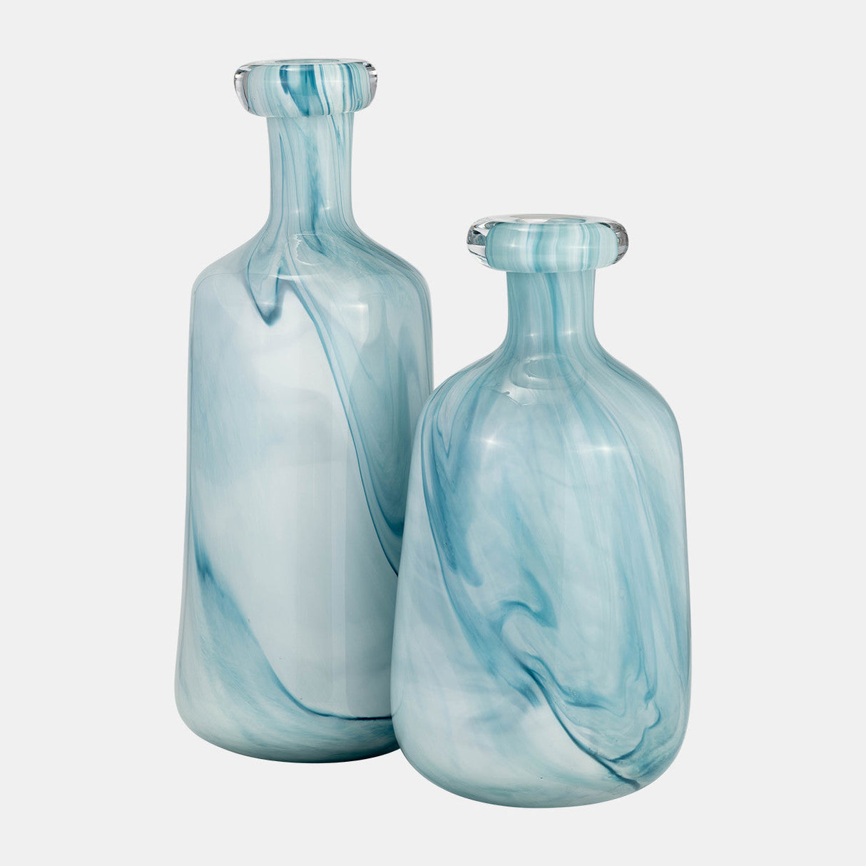 Glass, 12"h Bottle Vase, Teal