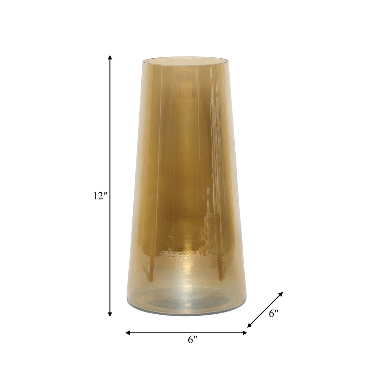 Glass, 12" Luster Vase, Gold