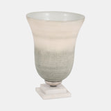 Glass, 12" Vase On Marble Base, Sage/ivory Kd