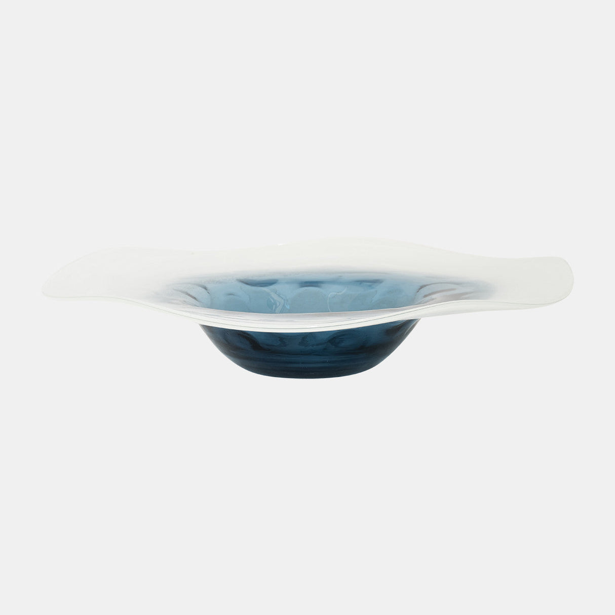 Glass, 12l" Blue Waters Bowl, Blue/white