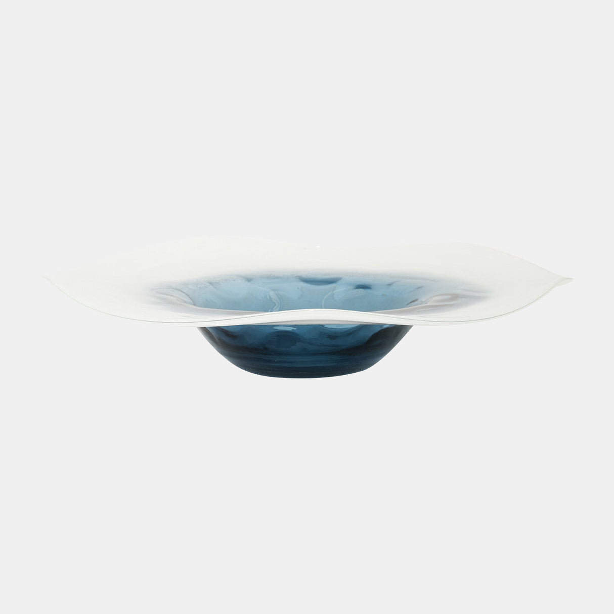 Glass, 12l" Blue Waters Bowl, Blue/white