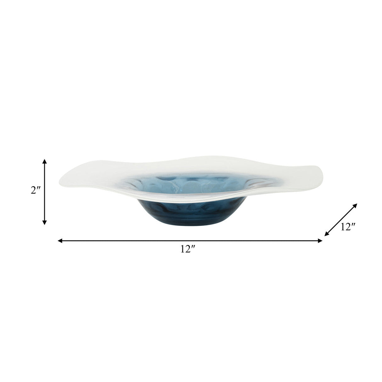 Glass, 12l" Blue Waters Bowl, Blue/white