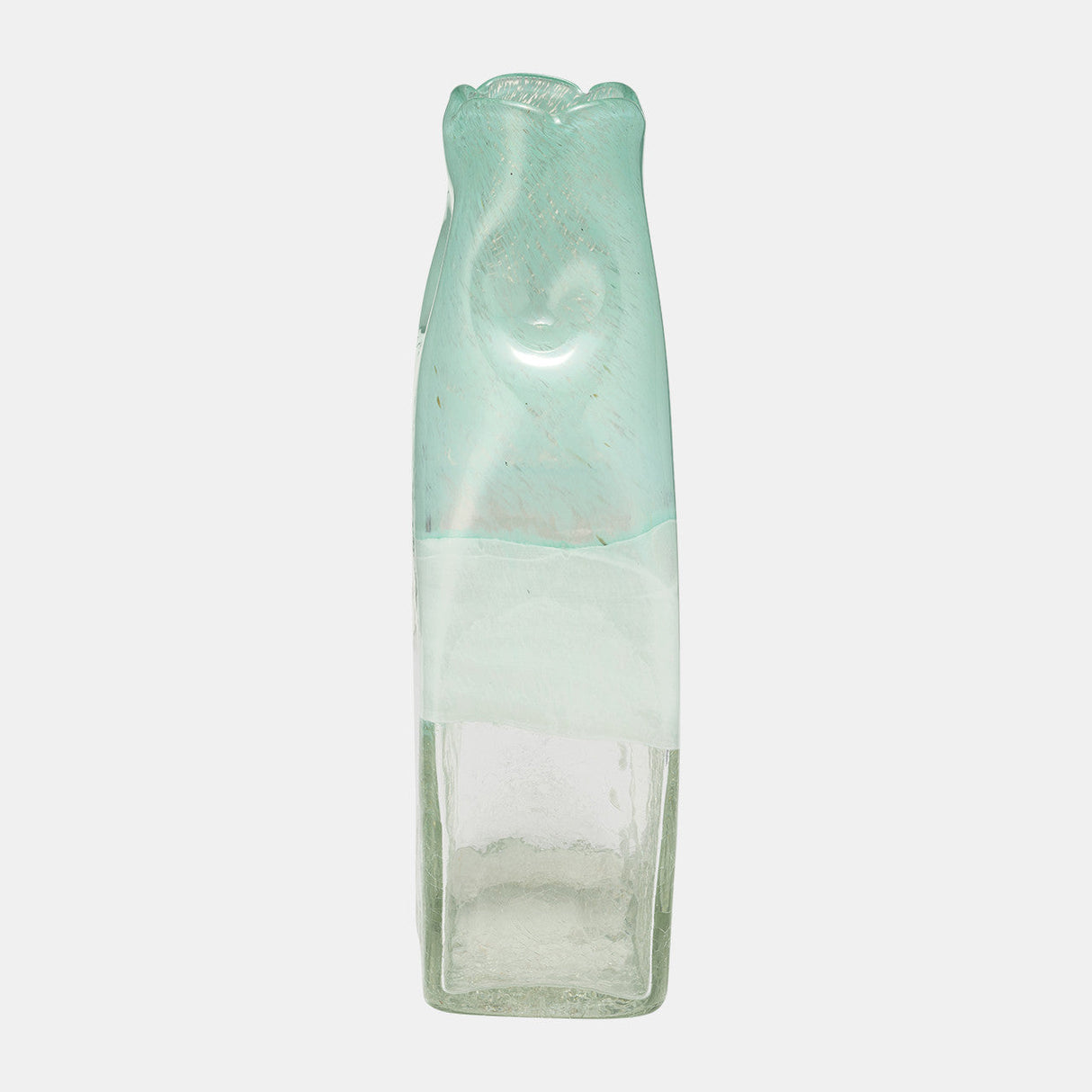 Glass 13" Bottle Vase, Aqua Haze