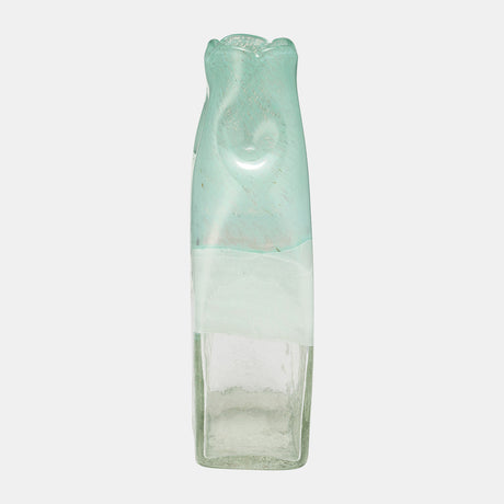 Glass 13" Bottle Vase, Aqua Haze