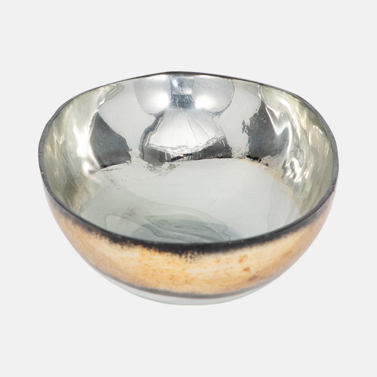 Glass, 13" Bowl W/ Gold Trim, White