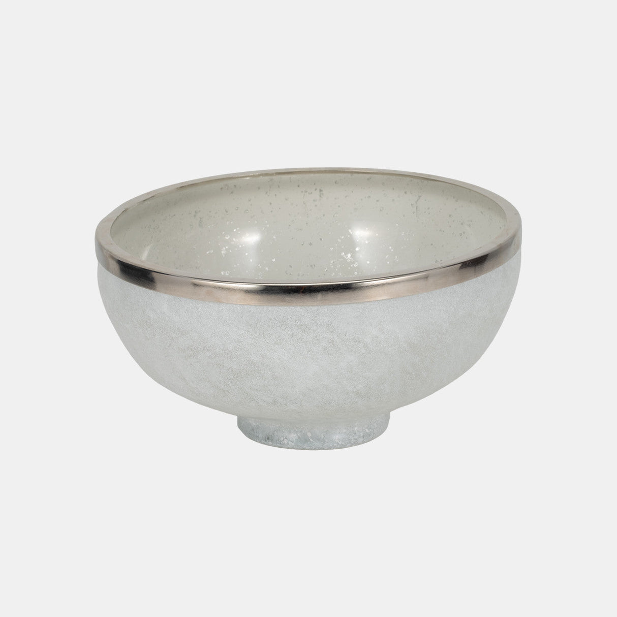 Glass,13",bowl W/ring Deco,white