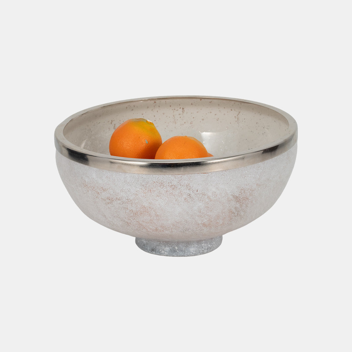 Glass,13",bowl W/ring Deco,white