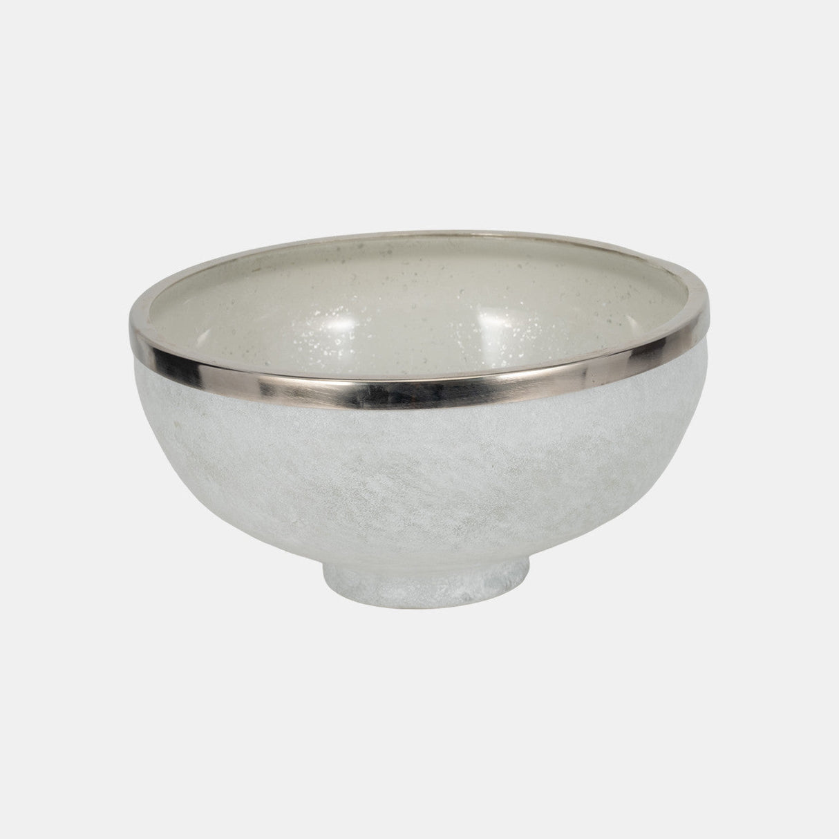 Glass,13",bowl W/ring Deco,white