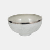 Glass,13",bowl W/ring Deco,white