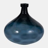 Glass, 13" Dimple Vase Blue