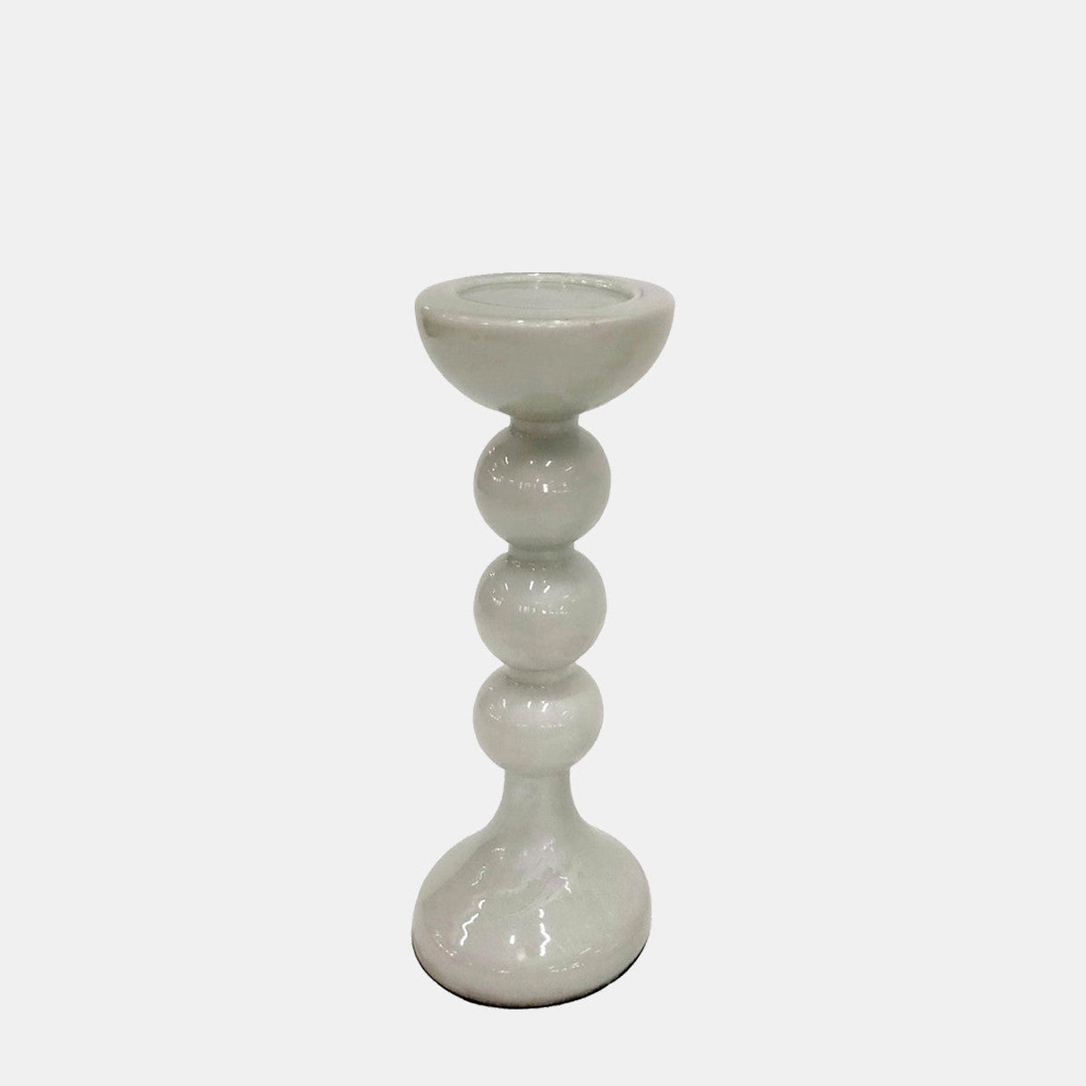 Glass,13"h,bubbly Candle Holder,white