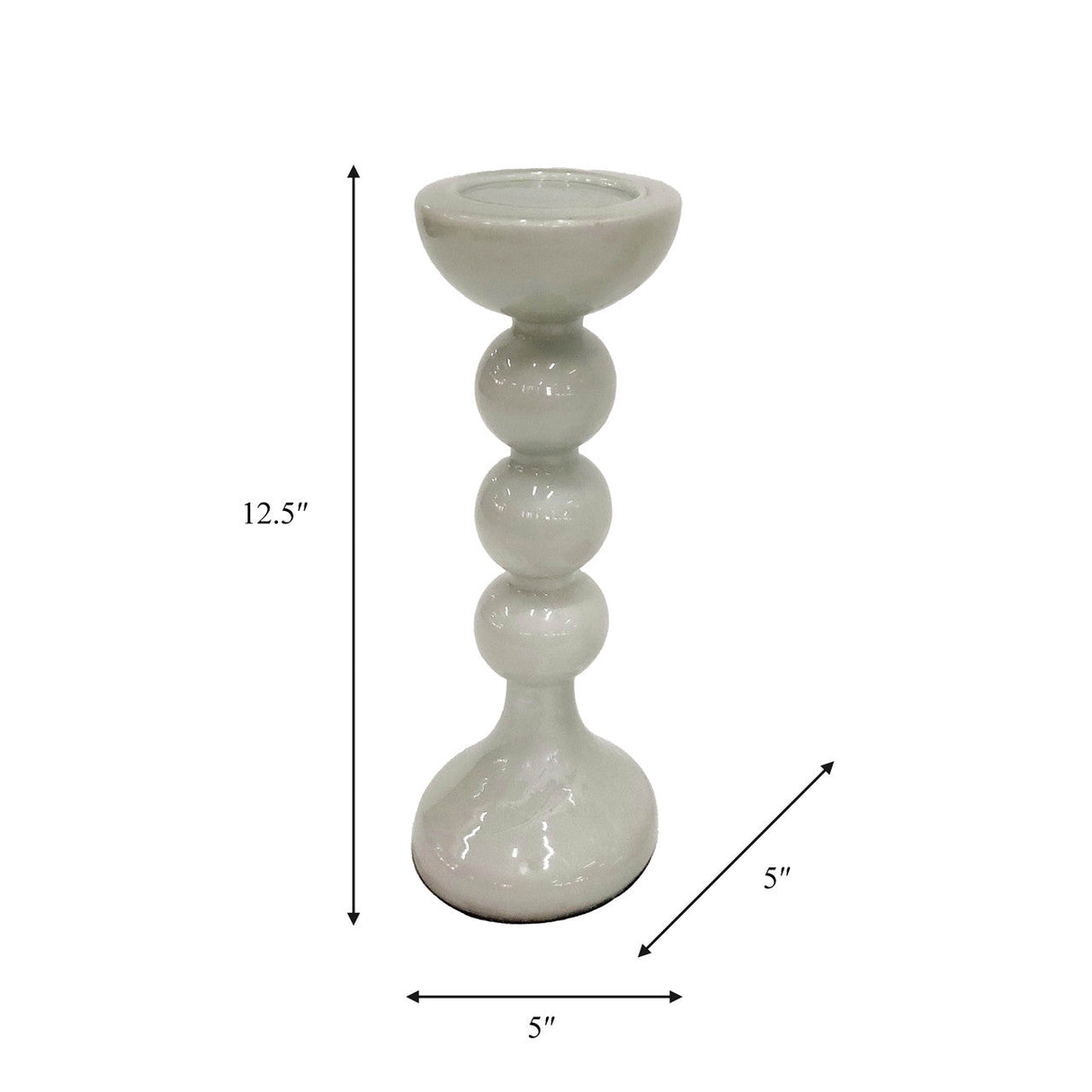 Glass,13"h,bubbly Candle Holder,white