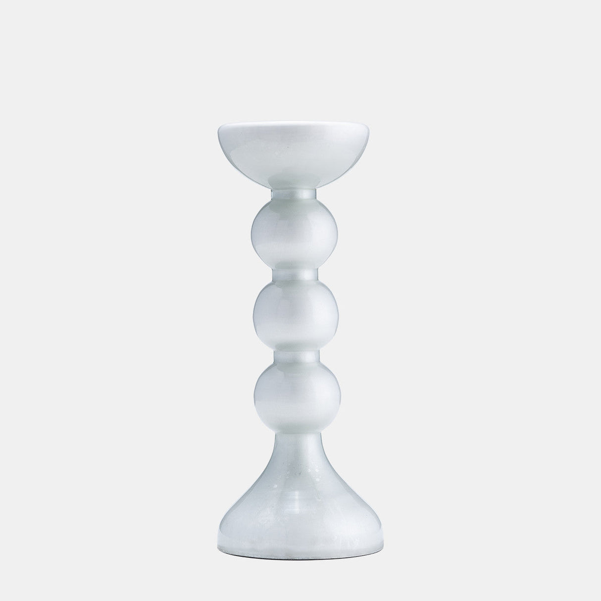 Glass, 13"h, Bubbly Candle Holder, Wht Enam